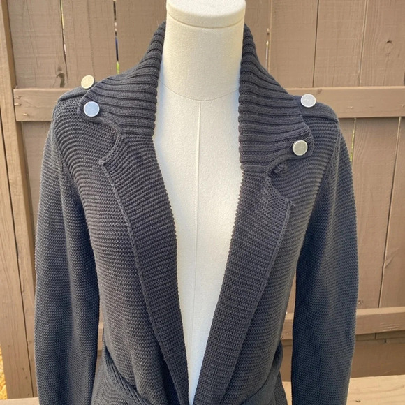 🌸Calvin Klein long cardigan with tie waist in black - Picture 2 of 10